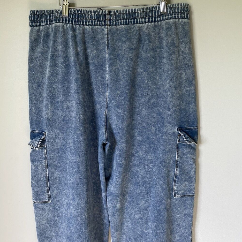 Vanilla Star Wide Leg Cargo Sweatpants Blue Marble Loungewear Women's Size XL - Picture 4 of 10